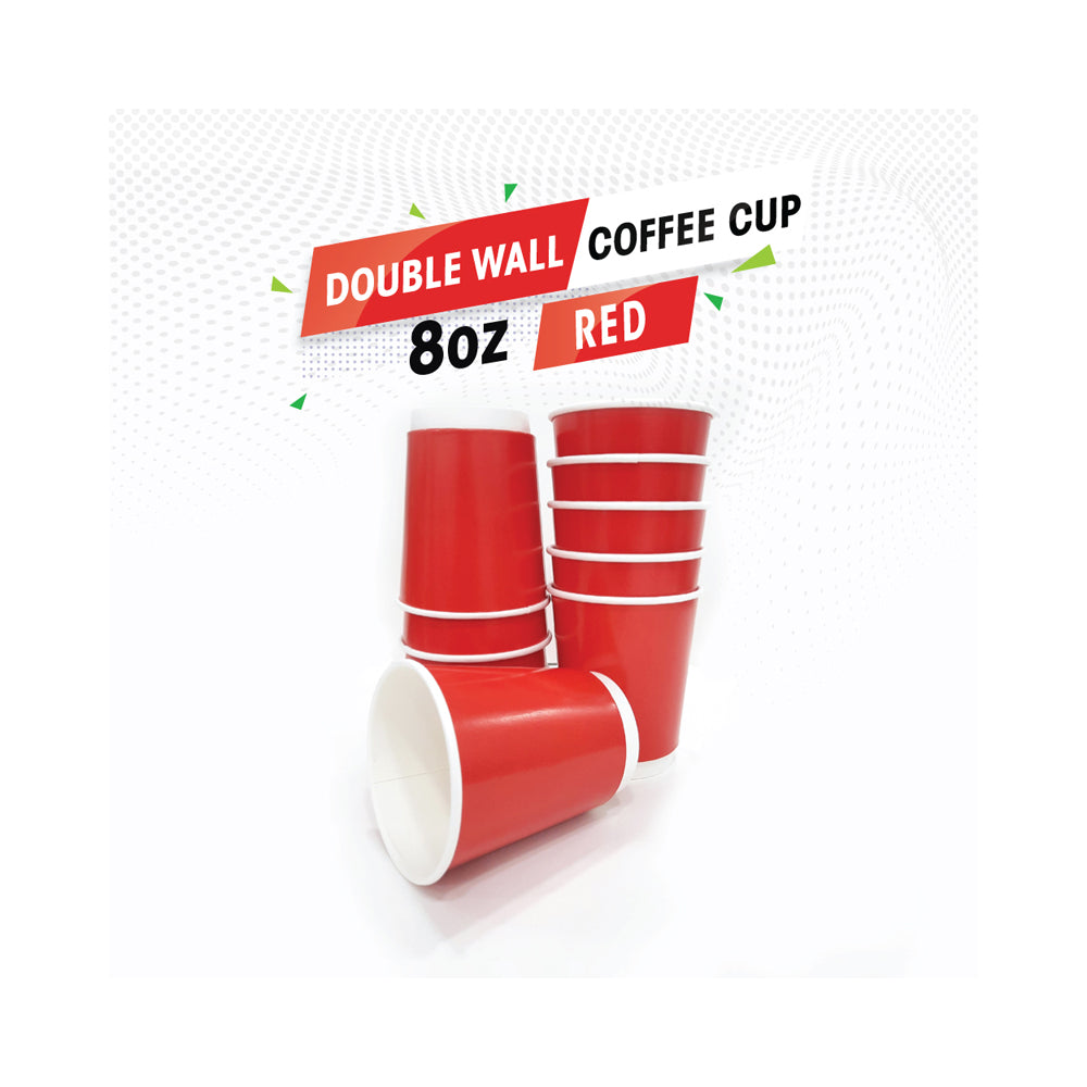 Double Wall Coffee Cup Red Without Lid 50 Pieces