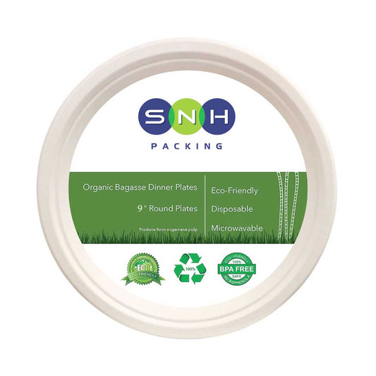 Bagasse Biodegradable Plate White 9 Inch 500 Pieces - Your One Stop Solution UAE