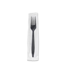 Fork Black HD Wrap  Heavy Duty Individually Wrapped Disposable Plastic Forks