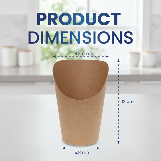 French Fries Scoop Brown 12oz – Disposable Kraft Paper Scoop | 1×1000PCS