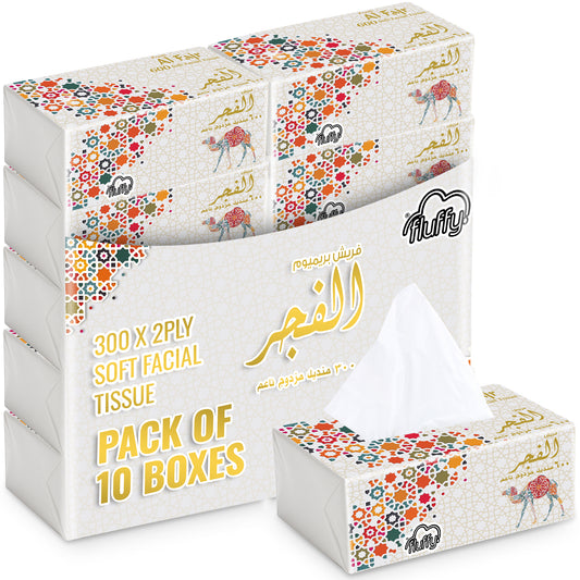 مناديل الفجر نايلون للوجه 600 منديل مكون من طبقتين 5 قطع