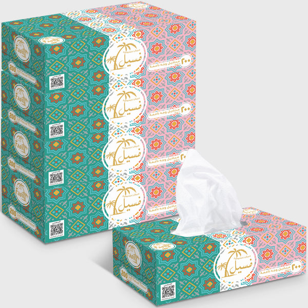 Fasil Facial Tissue – 200 Sheets 1-Ply | Soft Disposable Facial Tissues