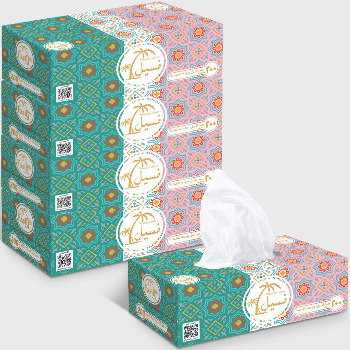 Fasil Facial Tissue – 200 Sheets 1-Ply | Soft Disposable Facial Tissues