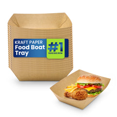 Kraft Boat Trays – Brown & White | #1–#4 | 500–1000 PCS | Eco-Friendly Food Trays