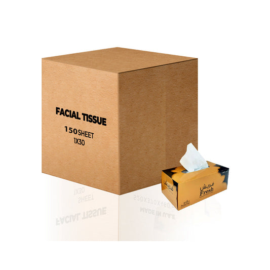 Fresh Facial Tissue – 150 Sheets (1 x 30 Boxes) | Soft & Absorbent 2-Ply Tissues