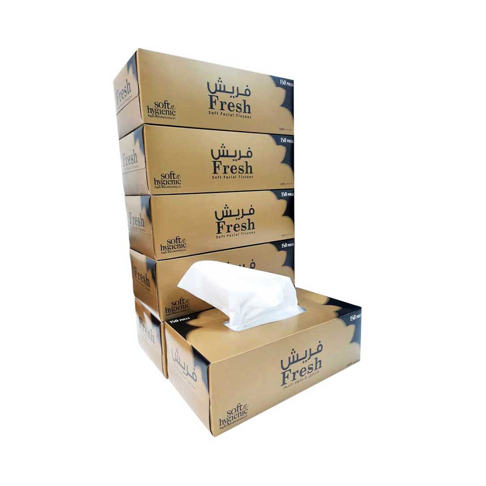 Fresh Facial Tissue 150 Sheet Pack of 5 Pieces