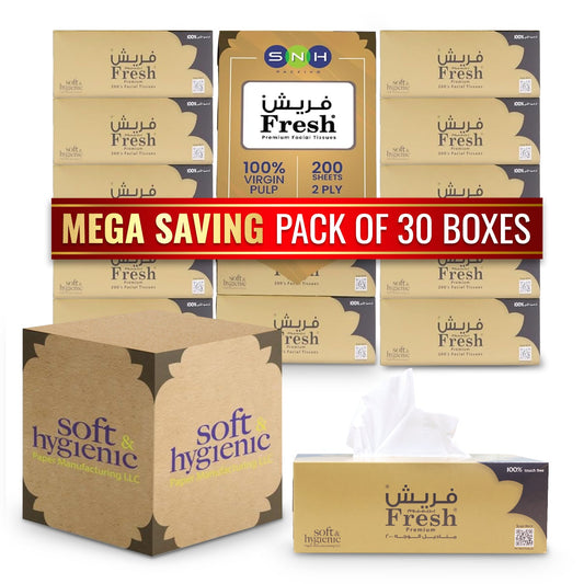 Fresh Facial Tissue – 200 Sheets | Pack of 30 Boxes (5 Boxes x 6 PKT)