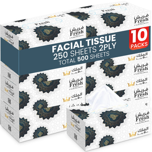 مناديل الوجه الطازجة 500 منديل مكون من طبقتين، 5 قطع