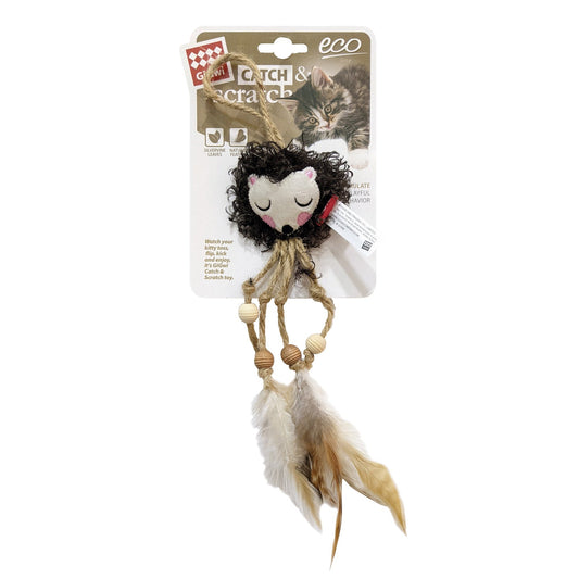 Gigiwi Hedgehog Catch & Scratch Eco line with Slivervine Leaves and Natural Feather