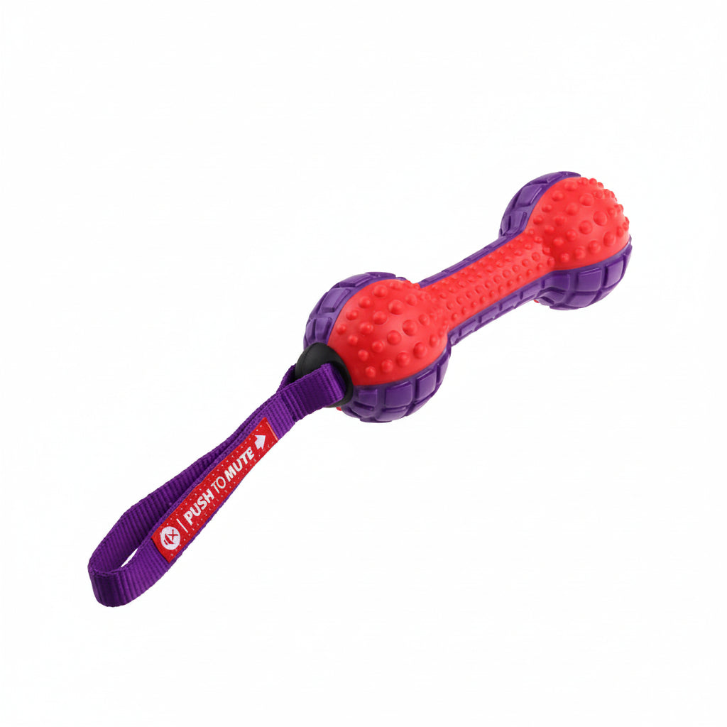 GiGwi Dumbell ‘Push To Mute’ – Red/Purple