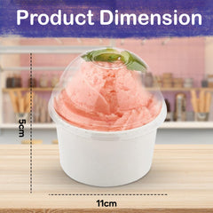 Paper Ice Cream Cup White 10 OZ With Dome Lid