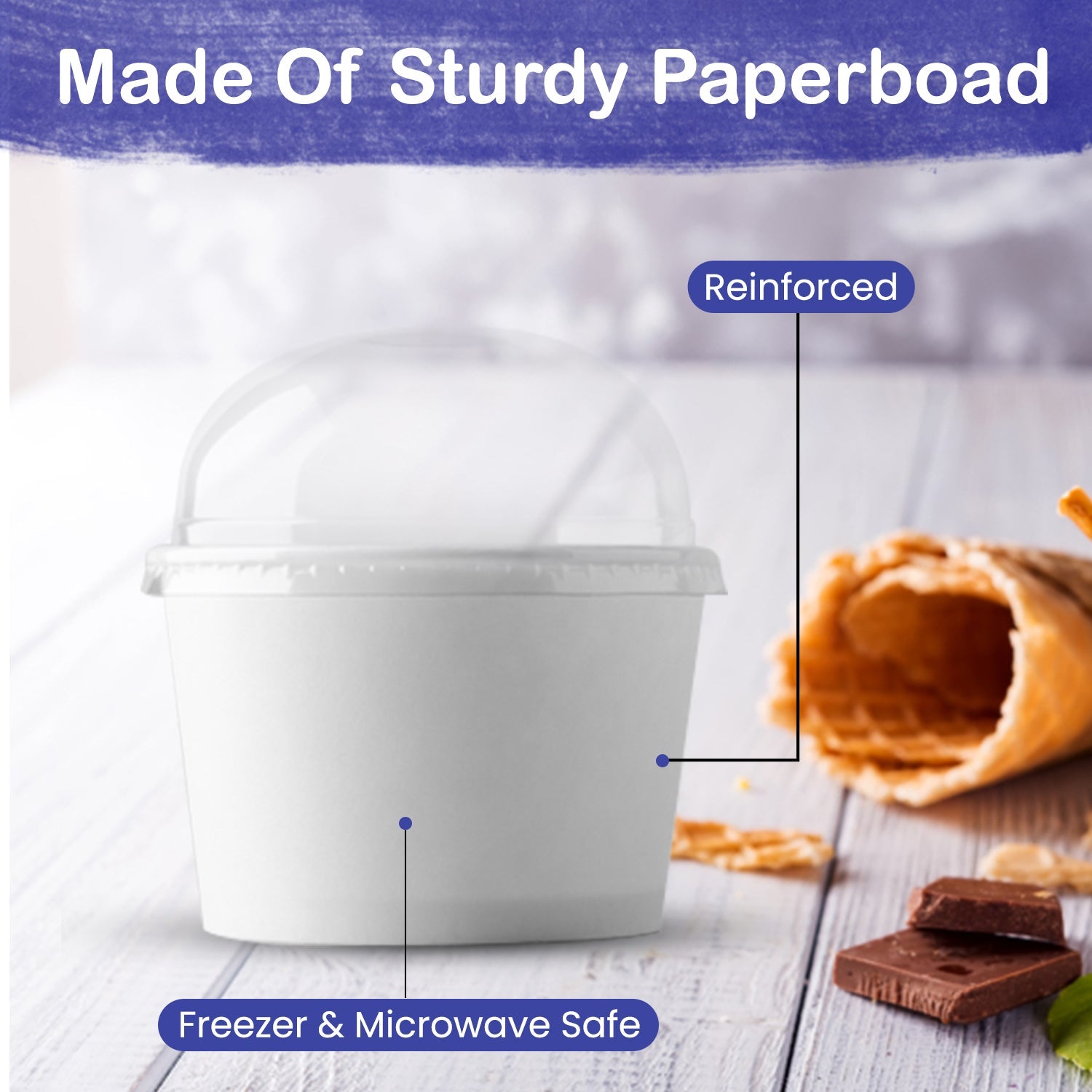 Paper Ice Cream Cup White 12 OZ With Dome Lid