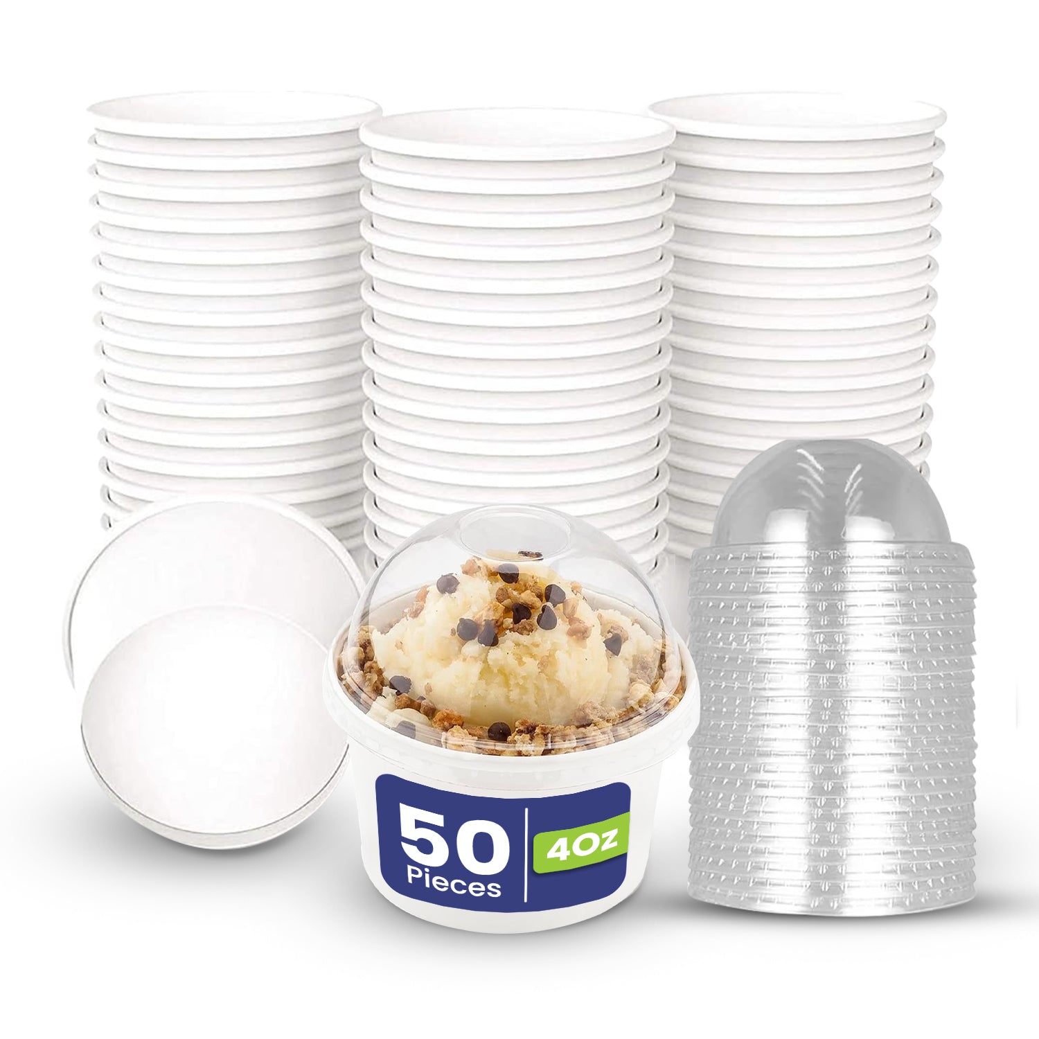 Paper Ice Cream Cup White 4 OZ With Dome Lid