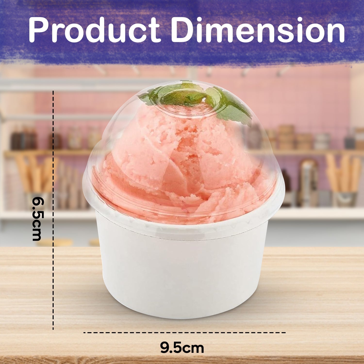 Paper Ice Cream Cup White 8 Oz With Dome Lid