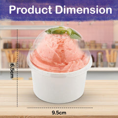 Paper Ice Cream Cup White 8 Oz With Dome Lid