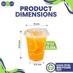 RPET Cups With Lid - Disposable Cold Drink Cups