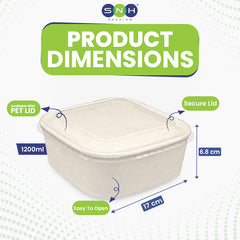 Square White Salad Bowl with Clear PET Lid