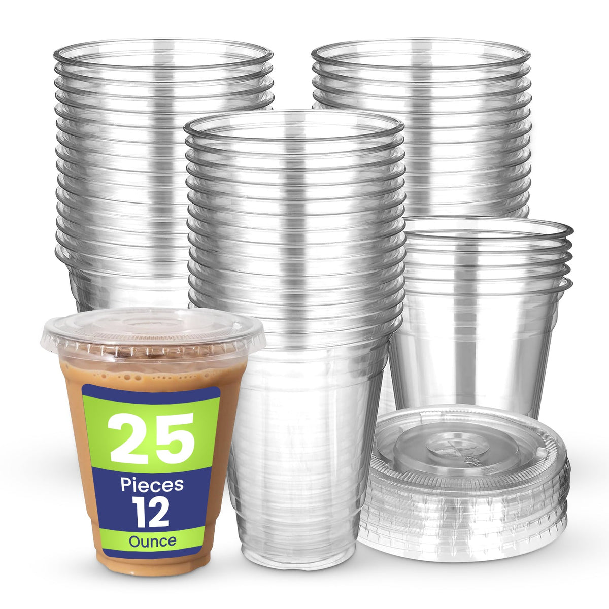 Disposable Clear Plastic Cup 12oz With Flat Lid