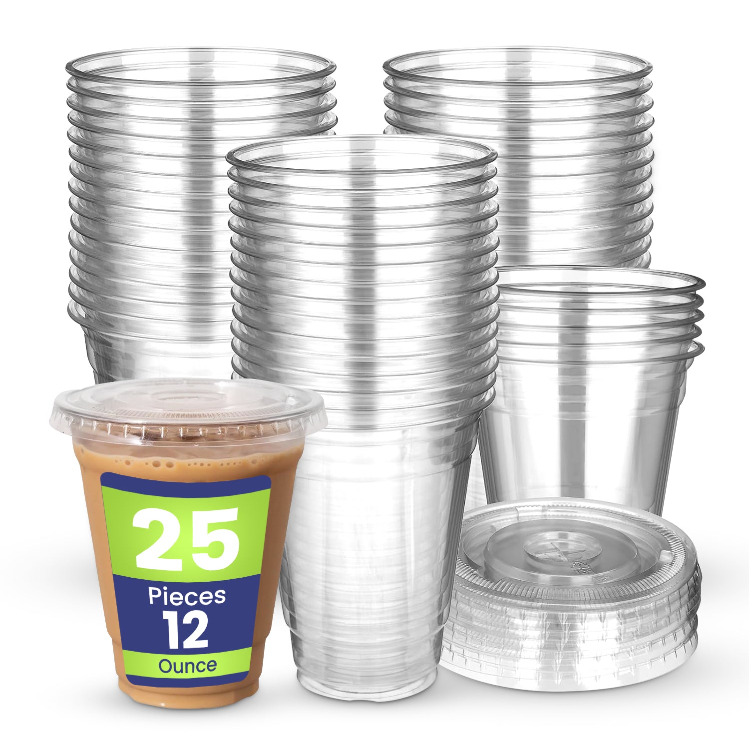Disposable Clear Plastic Cups with Flat Lids