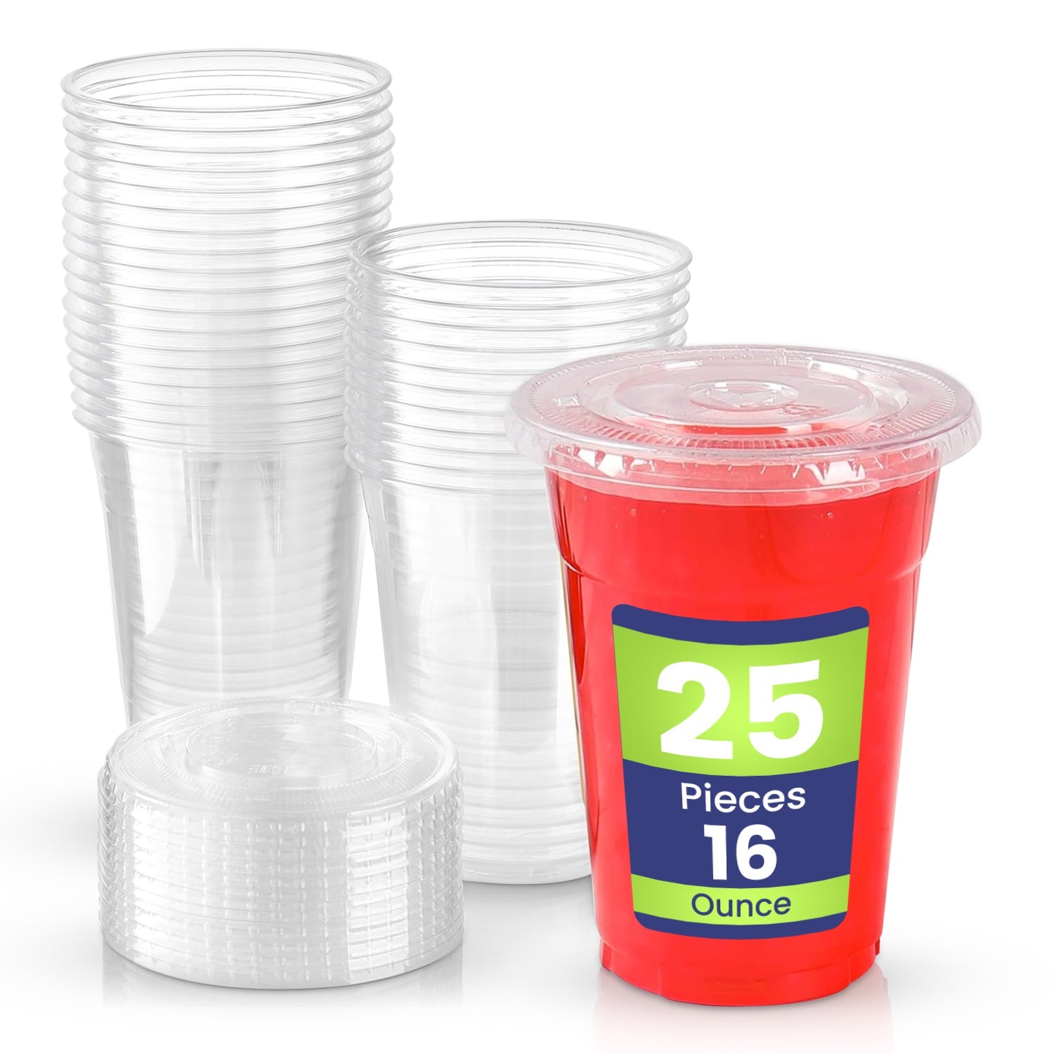 Disposable Clear Plastic Cups with Flat Lids