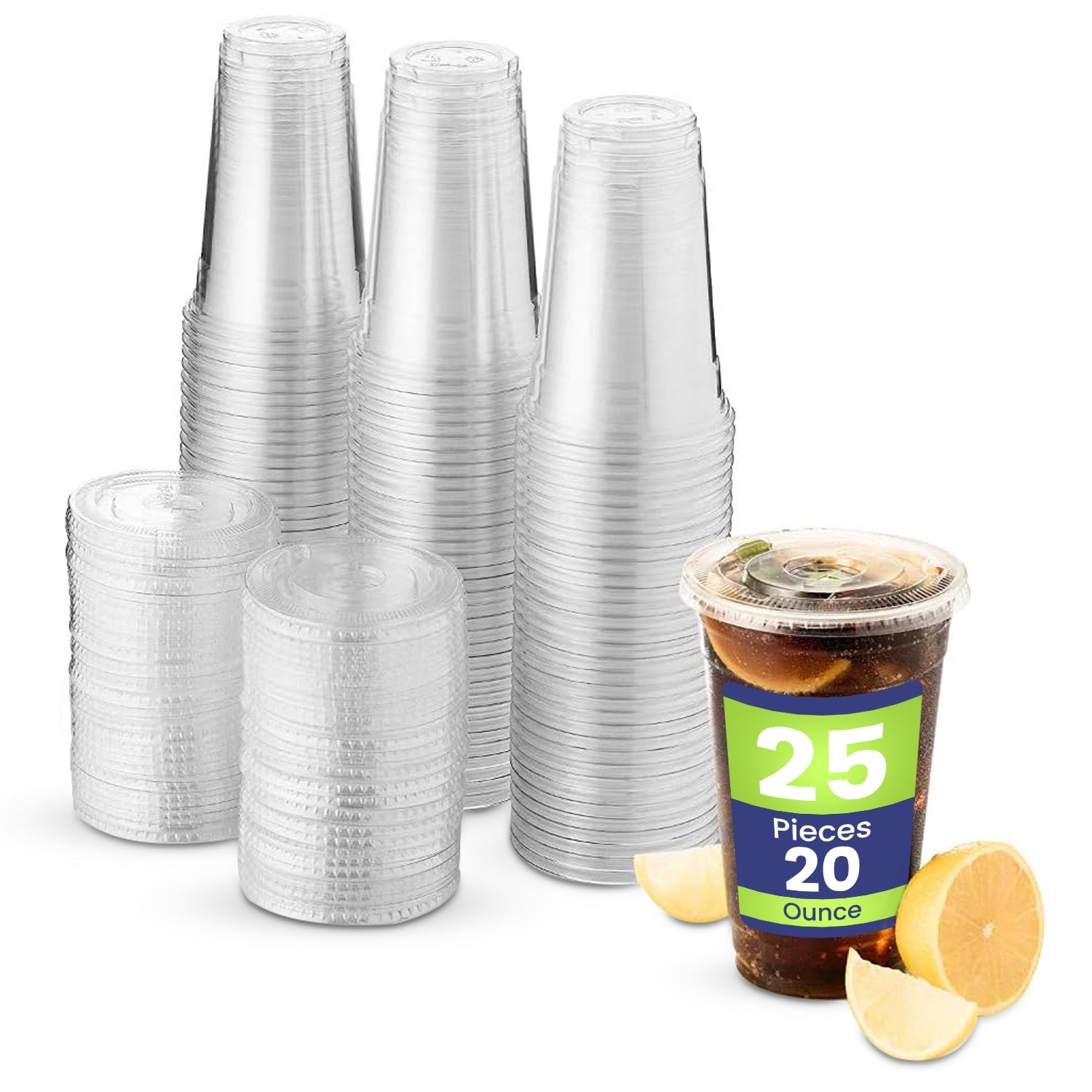 Disposable Clear Plastic Cups with Flat Lids