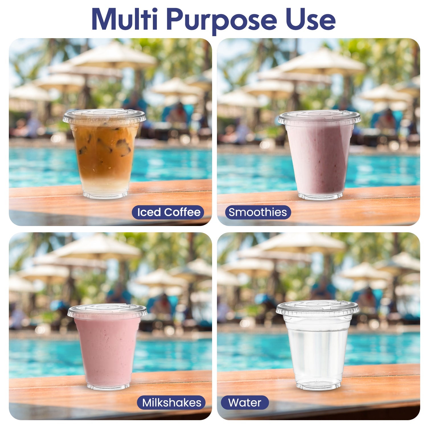 Disposable Clear Plastic Cup 12oz With Flat Lid