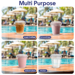 Disposable Clear Plastic Cups with Flat Lids