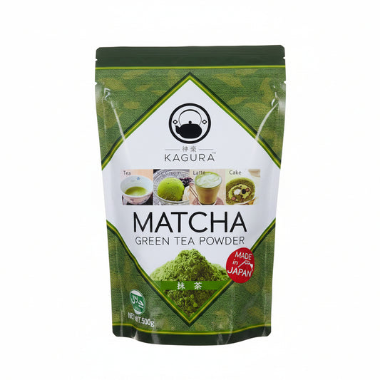 Kagura Matcha Green Tea Powder package on a white background