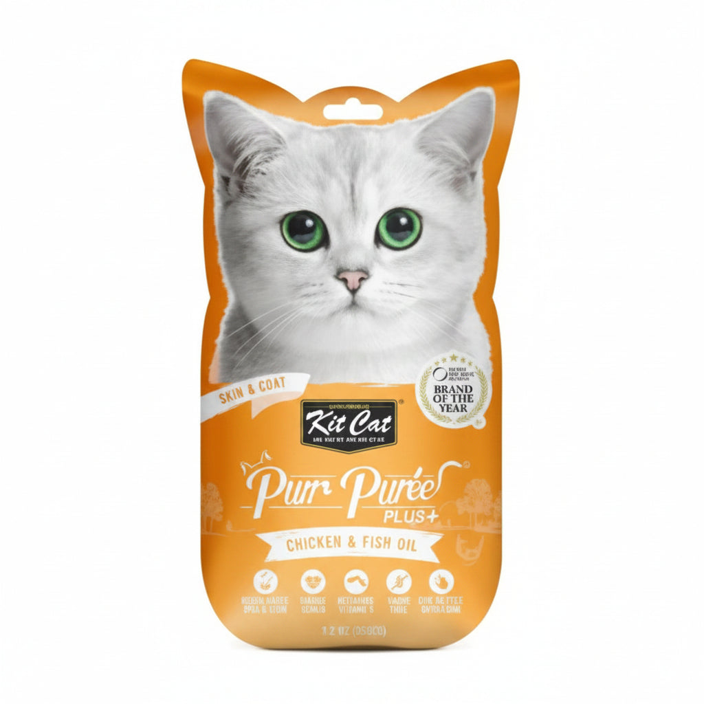 Kit Cat Purr Puree Plus+ Chicken & Fish Oil (Skin & Coat)