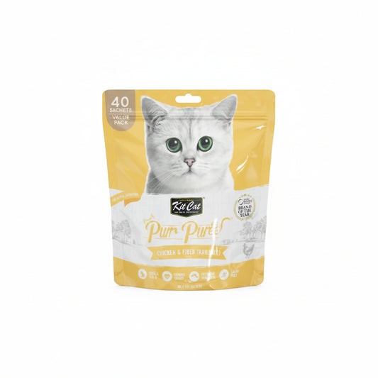 Kit Cat Purr Puree Chicken & Fiber (Hairball) (40 Sachets Value Pack)