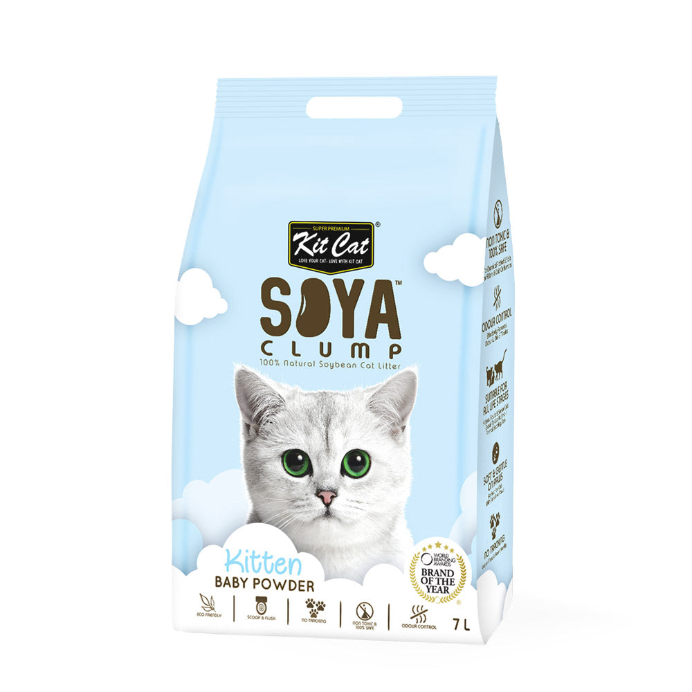 Kit Cat Soya Clump Soybean Kitten Litter - Baby Powder 7L