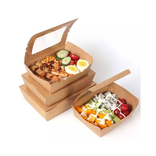 Kraft Lunch Box With Window 25 Pieces