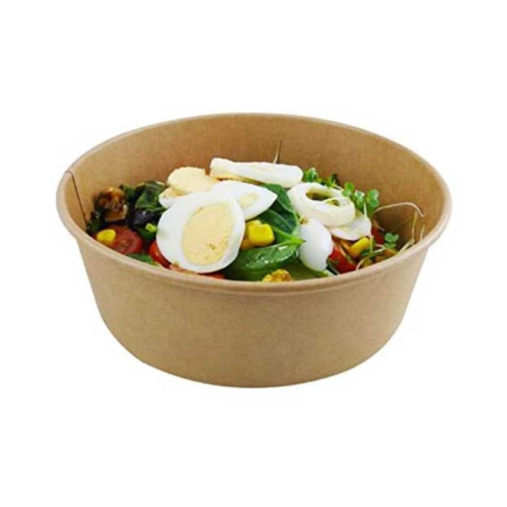 Kraft Salad Bowl With Pet Lid 1000ML 1X300 Pieces