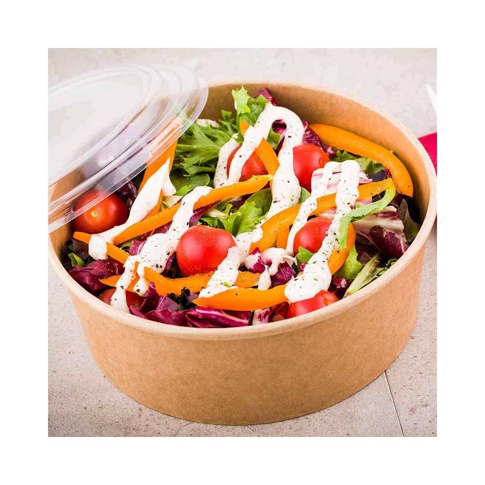 Kraft Salad Bowl With Pet Lid 1300ML 1X300 Pieces