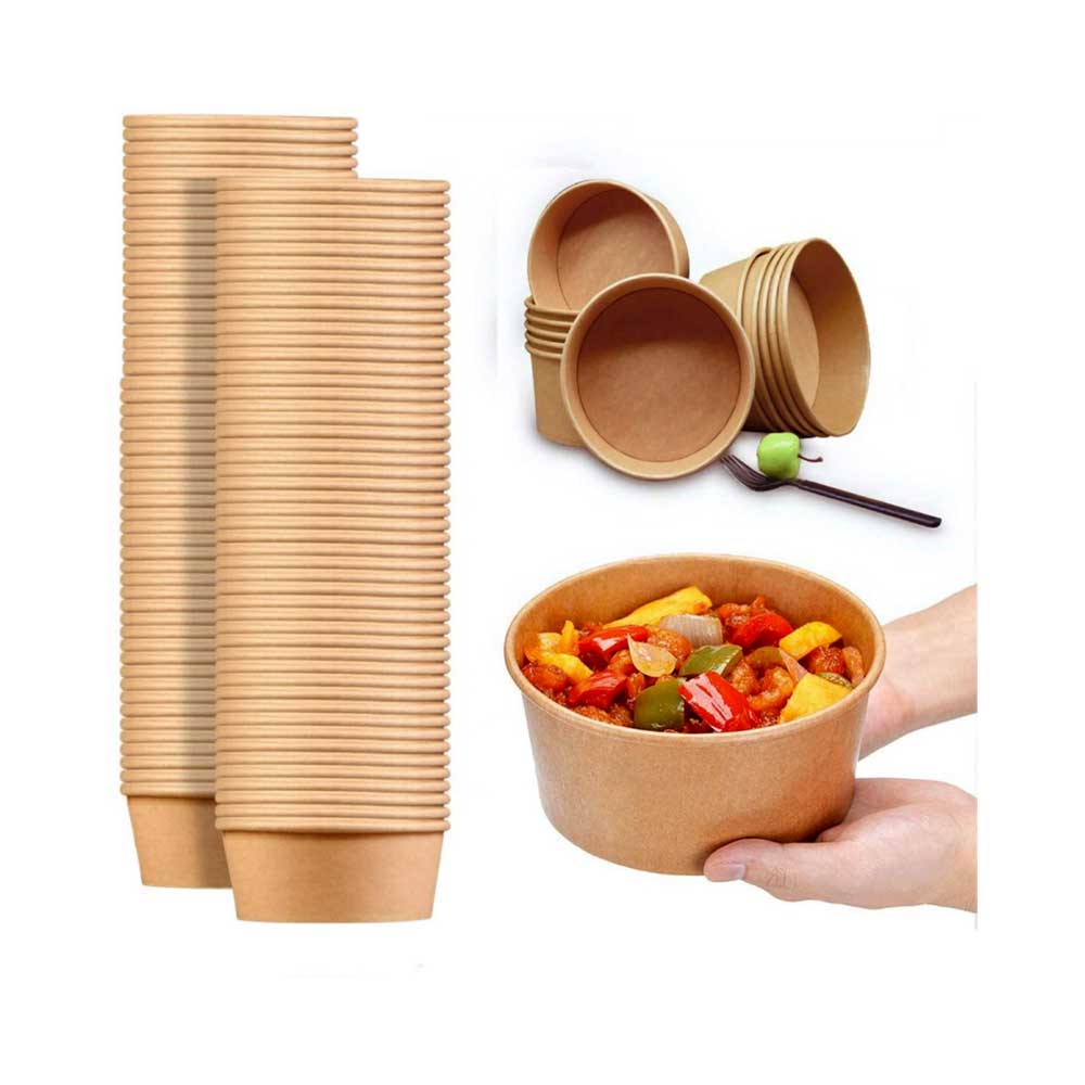 Kraft Salad Bowl With Pet Lid 500ML 1X300 Pieces