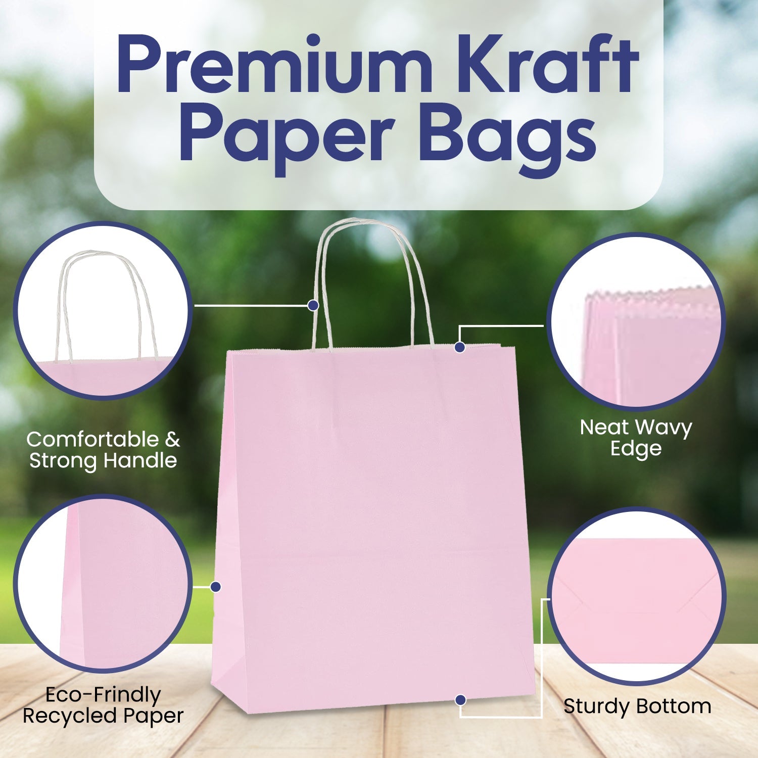 Baby Pink Paper Bag 24X28X12CM Twisted Handle