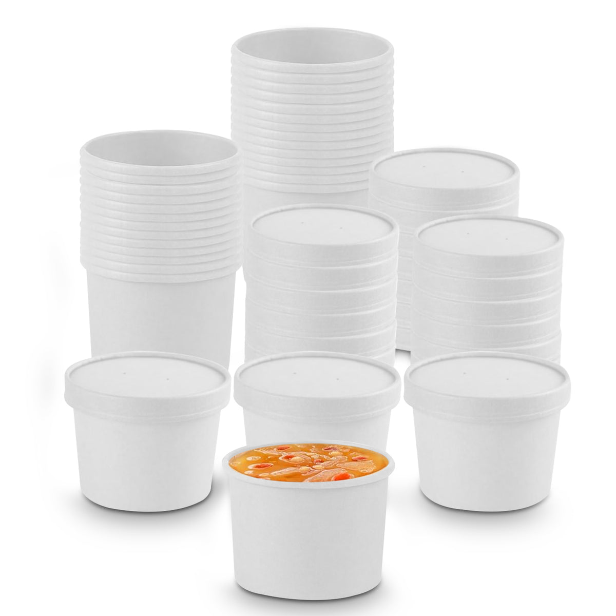 غطاء وعاء حساء ورقي 8 أونصة أبيض 1 × 500 قطعة