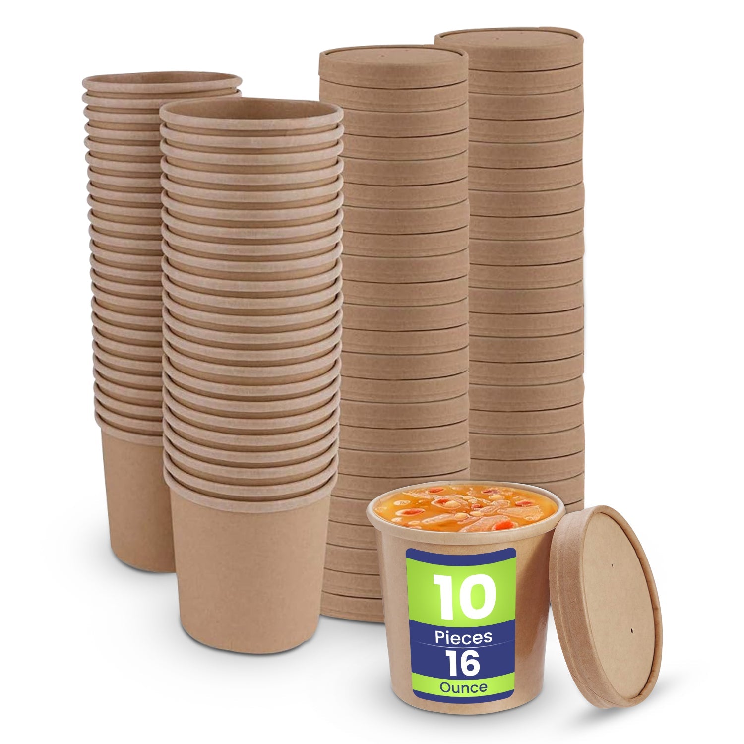 Kraft Round Soup Bowl With Lid Pack 10 Pieces