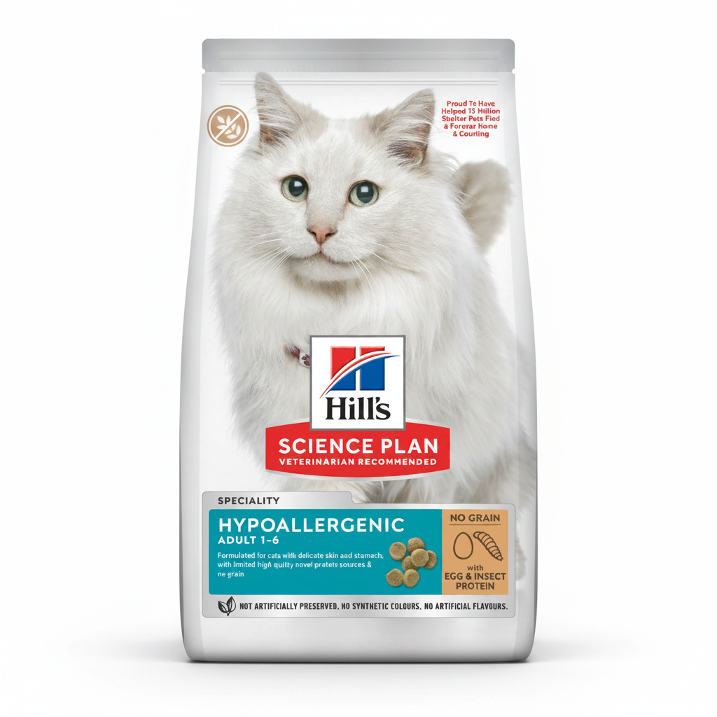 Hill’s Science Plan Hypoallergenic Adult Cat Food No Grain Egg & Insect Protein (1.5kg)