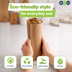 Paper Bags Flat Bottom | 4 KG | Eco-Friendly Takeaway Bags