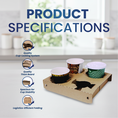 Mighty Drink Tray – E-Flute Brown 197x174x37mm | 100pcs Bulk Pack