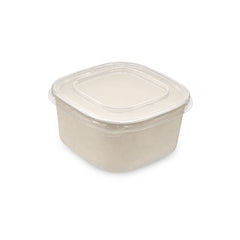 Square White Salad Bowl with Clear PET Lid