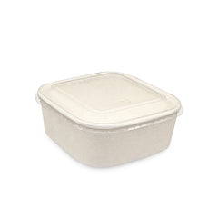 Square White Salad Bowl with Clear PET Lid