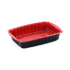 Red & Black Microwave Containers with Lids – 650ML & 1000ML | Food Storage Containers | 1x300 PCS