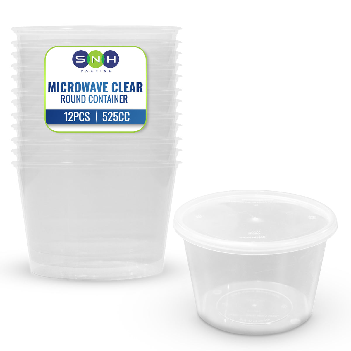 Clear Round Microwave Container 525CC With Lid