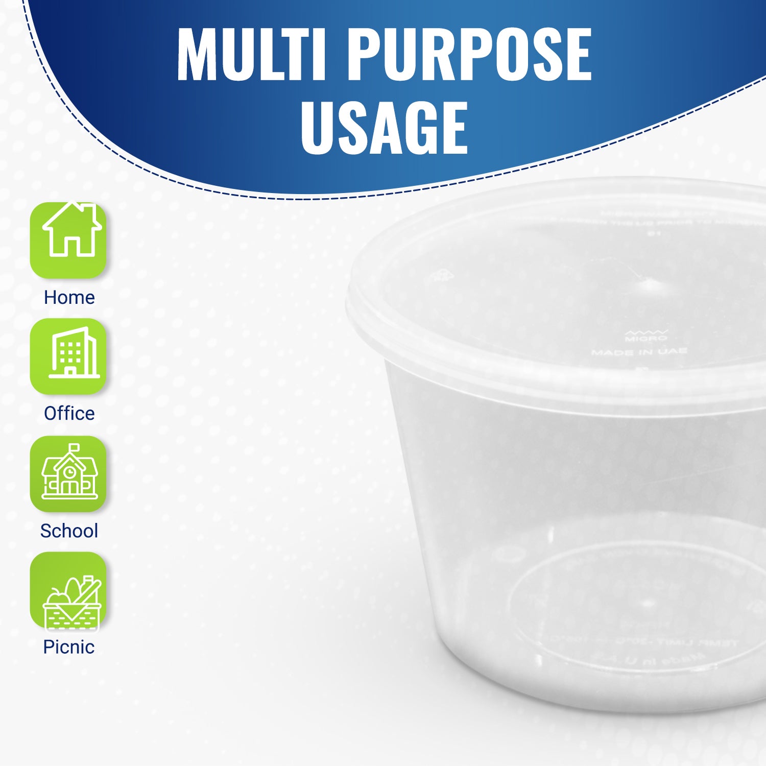 Clear Round Microwave Container 525CC With Lid