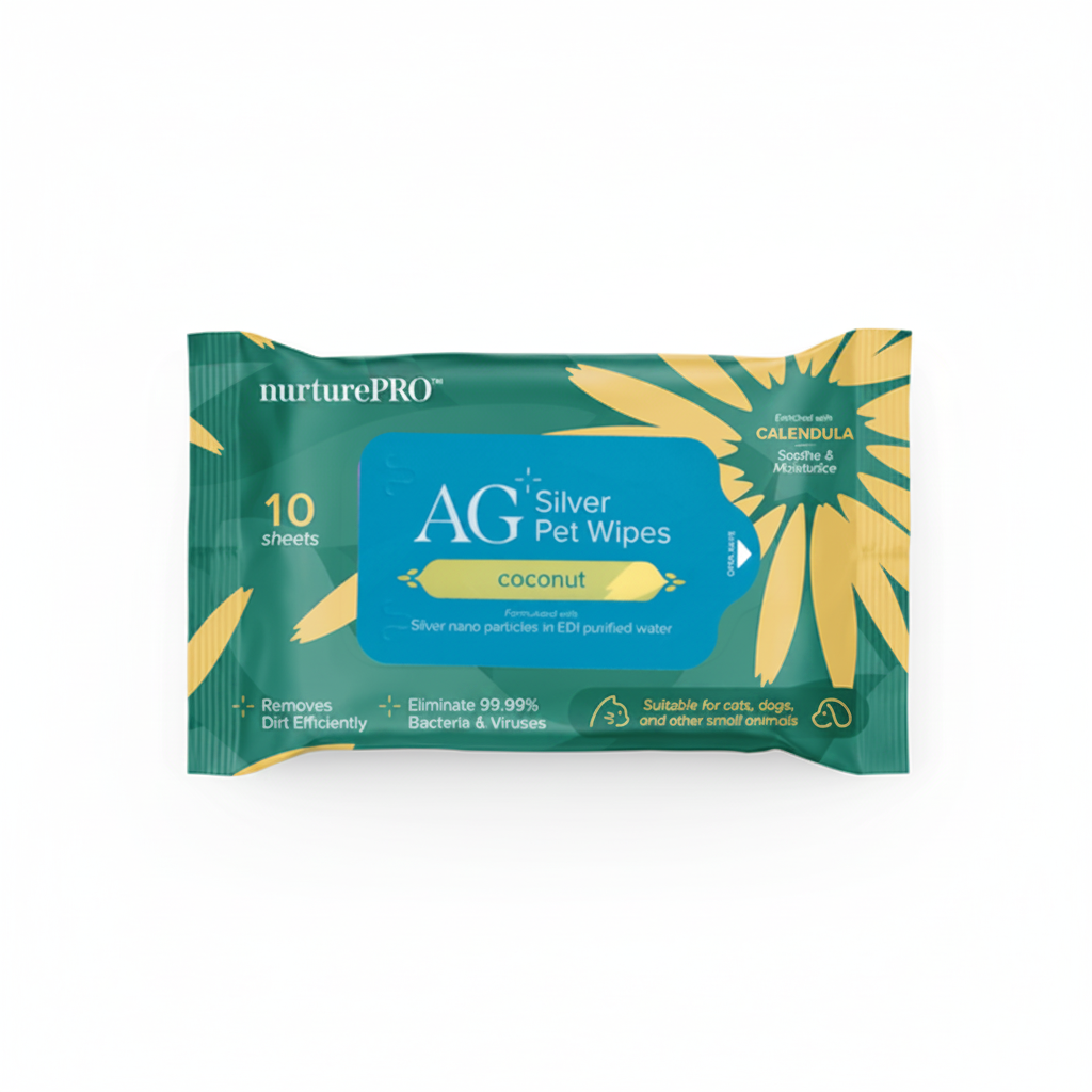 NurturePro AG+ Silver Pet Wet Wipes -Coconut (10 Sheets/ Pack)