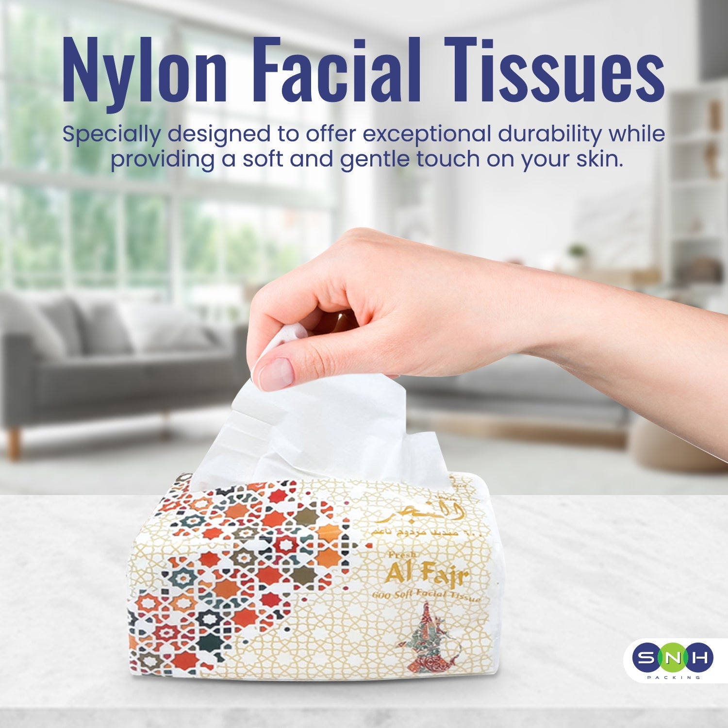 Al Fajr Nylon Facial Tissue 600 Sheet 2 Ply Pack 10 Pieces