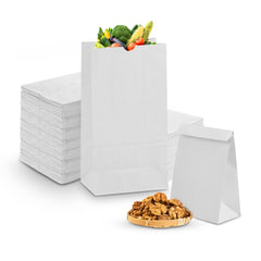Square Bottom Paper Bags – Brown & White | Multiple Sizes | Eco-Friendly Kraft Takeaway Bags