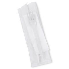 PLA Cutlery Pack – White Fork & Napkin | Eco-Friendly Biodegradable Disposable Tableware for Homes, Cafes & Catering